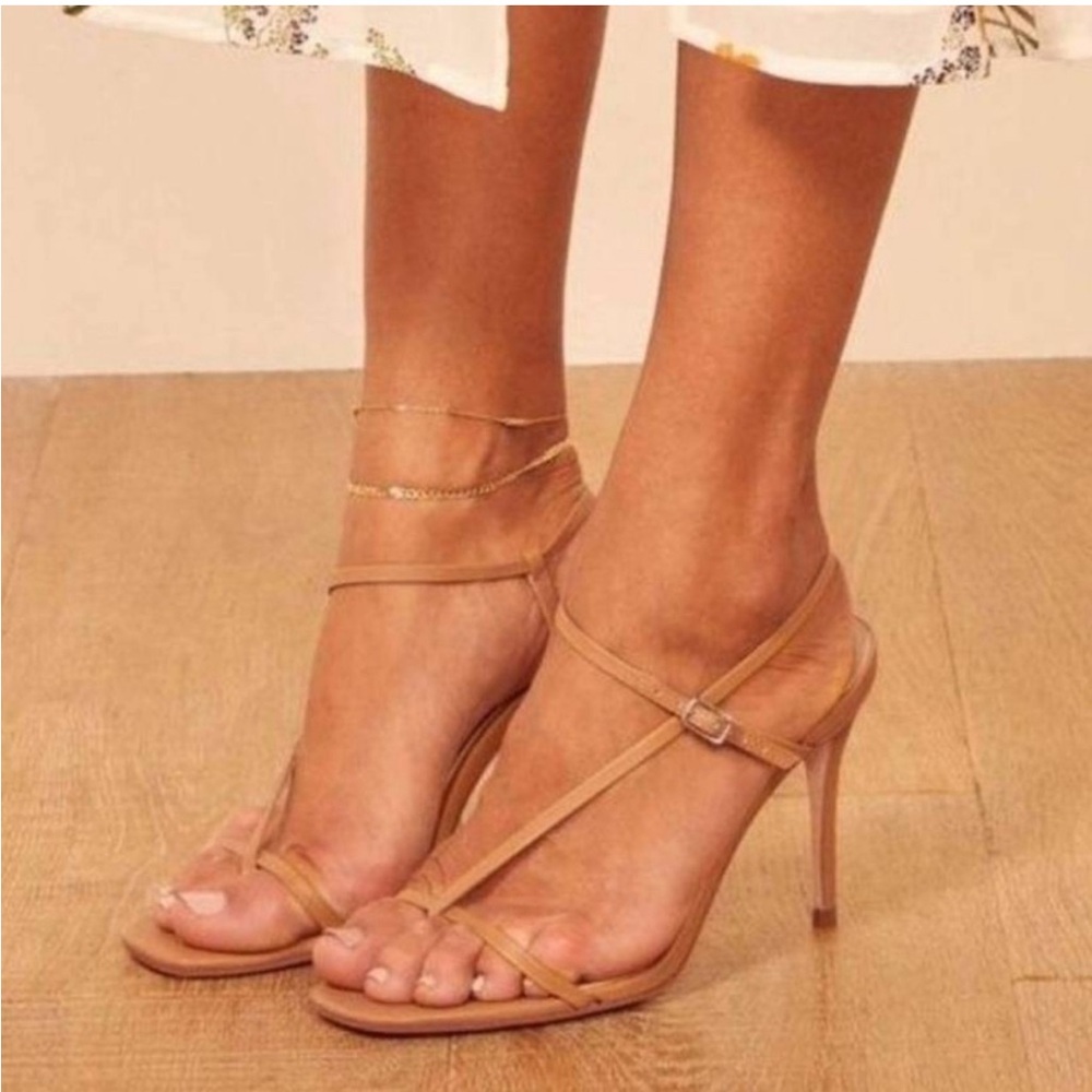 reformation ivy strappy sandal heel in nude